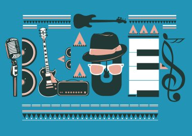 vektör blues müzik poster
