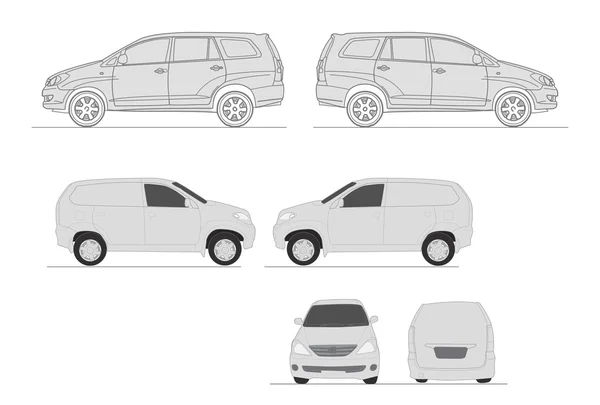 テンプレート車設計図 — ストックベクタ