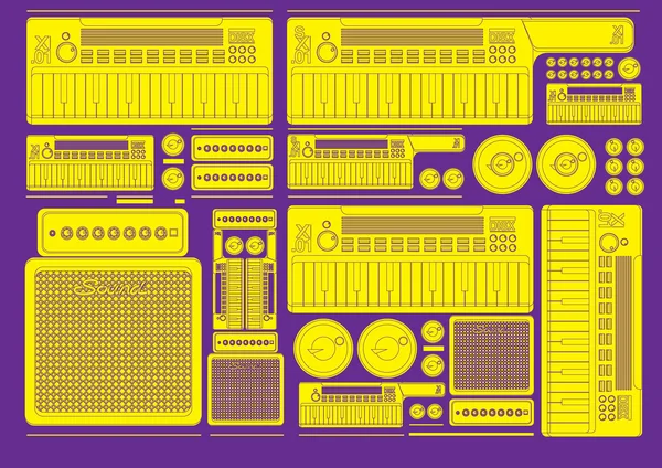 Dj Plattenspieler-Set-Muster — Stockvektor