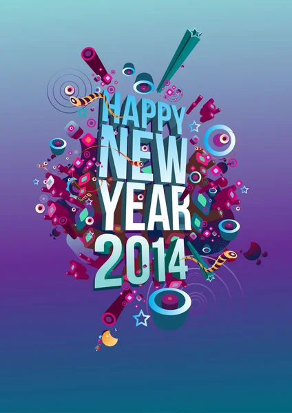 Yeni yıl 2014 serin arka plan — Stok Vektör