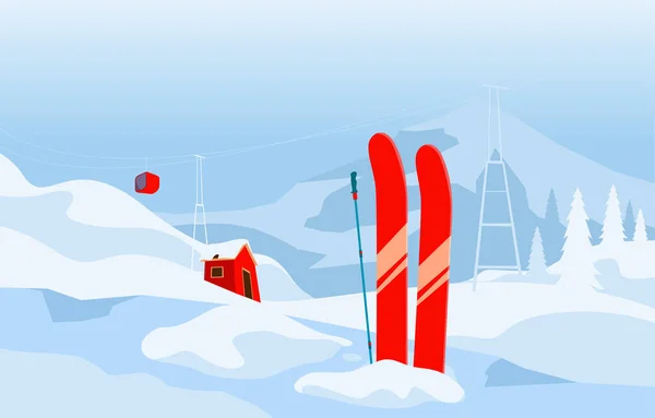Fondo Temporada Invierno Con Montañas Nieve Ilustración Vectorial — Vector de stock