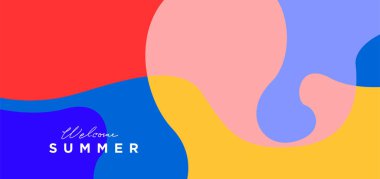 Yaz şablonu için vektör renkli sıvı ve akışkan arkaplan