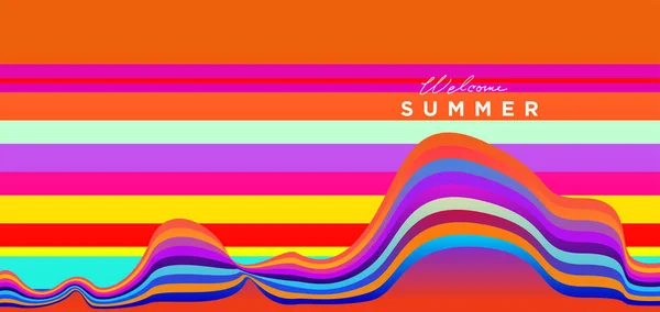 Vector Colorful Liquid Fluid Background Welcome Summer Template — ストックベクタ