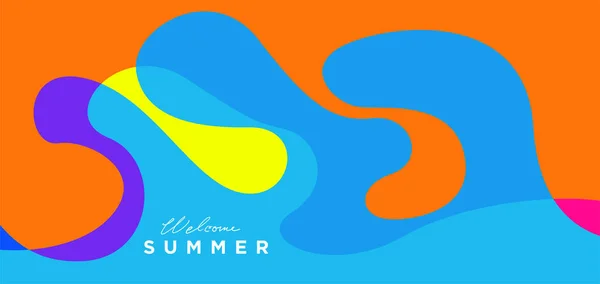 Vector Bunte Flüssige Und Flüssige Hintergrund Für Willkommen Sommer Vorlage — Stockvektor