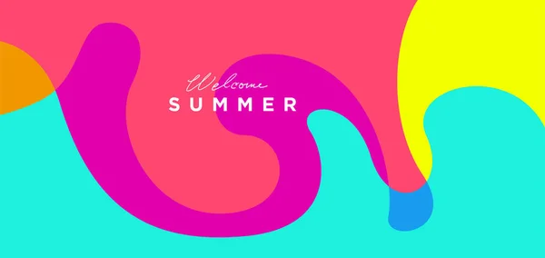 Vector Colorful Liquid Fluid Background Welcome Summer Template — Stock Vector