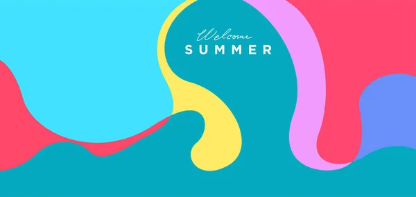 Vector Colorful Liquid Fluid Background Welcome Summer Template — Stock Vector