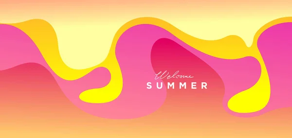 Vector Colorful Liquid Fluid Background Welcome Summer Template — ストックベクタ