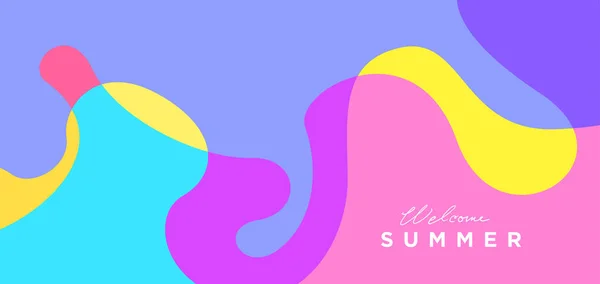 Vector Colorful Liquid Fluid Background Welcome Summer Template — Stock Vector