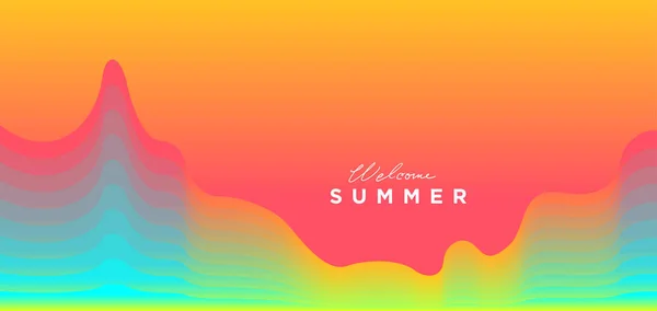 Vector Colorful Liquid Fluid Background Welcome Summer Template — ストックベクタ