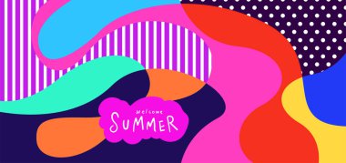 Yaz pankartları için renkli soyut eğri ve akışkan arkaplan