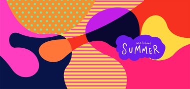 Yaz pankartları için renkli soyut eğri ve akışkan arkaplan