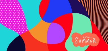 Yaz pankartları için renkli soyut eğri ve akışkan arkaplan