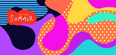 Yaz pankartları için renkli soyut eğri ve akışkan arkaplan