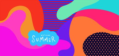 Yaz pankartları için renkli soyut eğri ve akışkan arkaplan