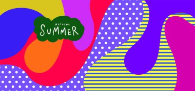 Yaz pankartları için renkli soyut eğri ve akışkan arkaplan