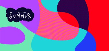 Yaz pankartları için renkli soyut eğri ve akışkan arkaplan