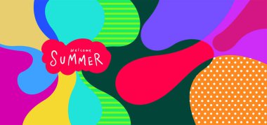 Yaz pankartları için renkli soyut eğri ve akışkan arkaplan