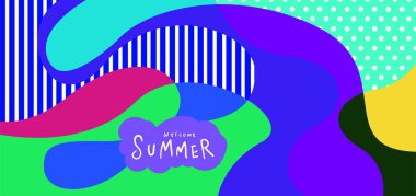 Yaz pankartları için renkli soyut eğri ve akışkan arkaplan