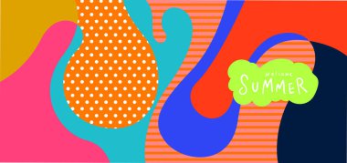 Yaz pankartları için renkli soyut eğri ve akışkan arkaplan