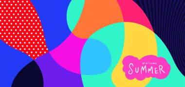 Yaz pankartları için renkli soyut eğri ve akışkan arkaplan