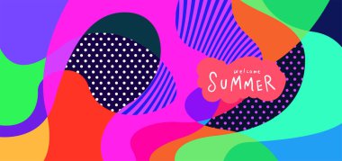 Yaz pankartları için renkli soyut eğri ve akışkan arkaplan