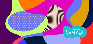 Yaz pankartları için renkli soyut eğri ve akışkan arkaplan