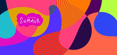 Yaz pankartları için renkli soyut eğri ve akışkan arkaplan