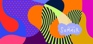 Yaz pankartları için renkli soyut eğri ve akışkan arkaplan