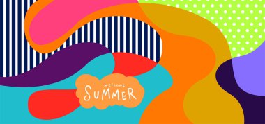 Yaz pankartları için renkli soyut eğri ve akışkan arkaplan