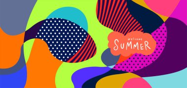 Yaz pankartları için renkli soyut eğri ve akışkan arkaplan