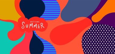 Yaz pankartları için renkli soyut eğri ve akışkan arkaplan