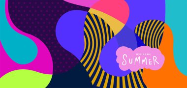 Yaz pankartları için renkli soyut eğri ve akışkan arkaplan