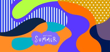 Yaz pankartları için renkli soyut eğri ve akışkan arkaplan