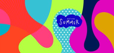 Yaz pankartları için renkli soyut eğri ve akışkan arkaplan