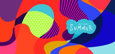 Yaz pankartları için renkli soyut eğri ve akışkan arkaplan