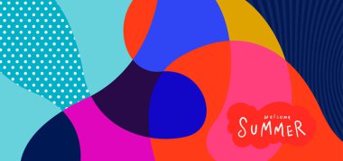 Yaz pankartları için renkli soyut eğri ve akışkan arkaplan