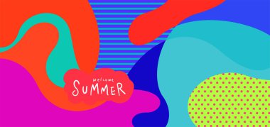 Yaz pankartları için renkli soyut eğri ve akışkan arkaplan