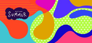 Yaz pankartları için renkli soyut eğri ve akışkan arkaplan