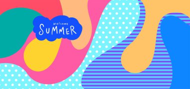 Yaz pankartları için renkli soyut eğri ve akışkan arkaplan