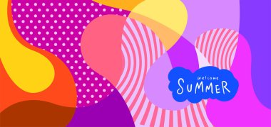 Yaz pankartları için renkli soyut eğri ve akışkan arkaplan