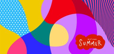 Yaz pankartları için renkli soyut eğri ve akışkan arkaplan