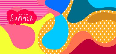 Yaz pankartları için renkli soyut eğri ve akışkan arkaplan