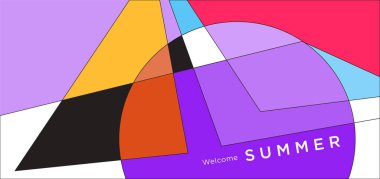 Yaz afişi için renkli soyut geometrik arkaplan