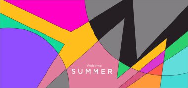 Yaz afişi için renkli soyut geometrik arkaplan