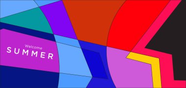 Yaz afişi için renkli soyut geometrik arkaplan