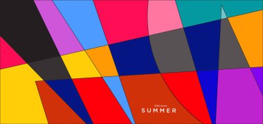 Yaz afişi için renkli soyut geometrik arkaplan