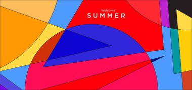 Yaz afişi için renkli soyut geometrik arkaplan