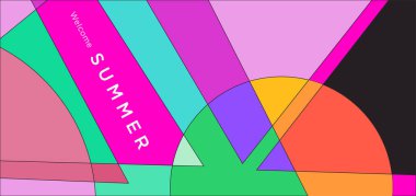 Yaz afişi için renkli soyut geometrik arkaplan