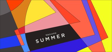 Yaz afişi için renkli soyut geometrik arkaplan