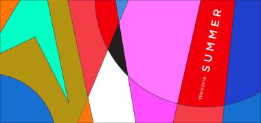 Yaz afişi için renkli soyut geometrik arkaplan